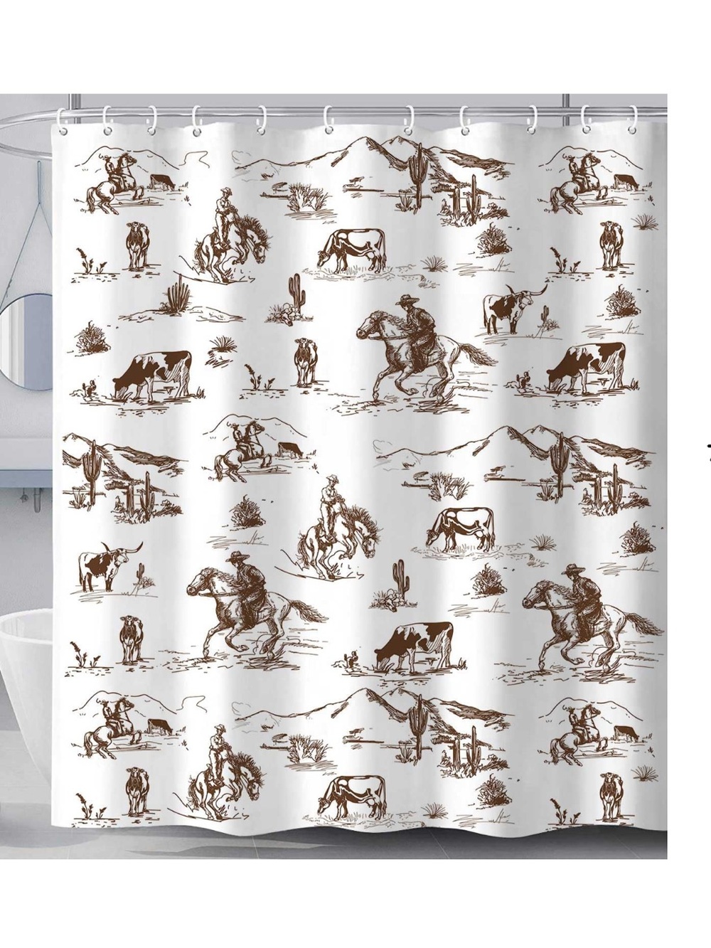 NWT Western Cowboy Shower Curtain w/Hooks